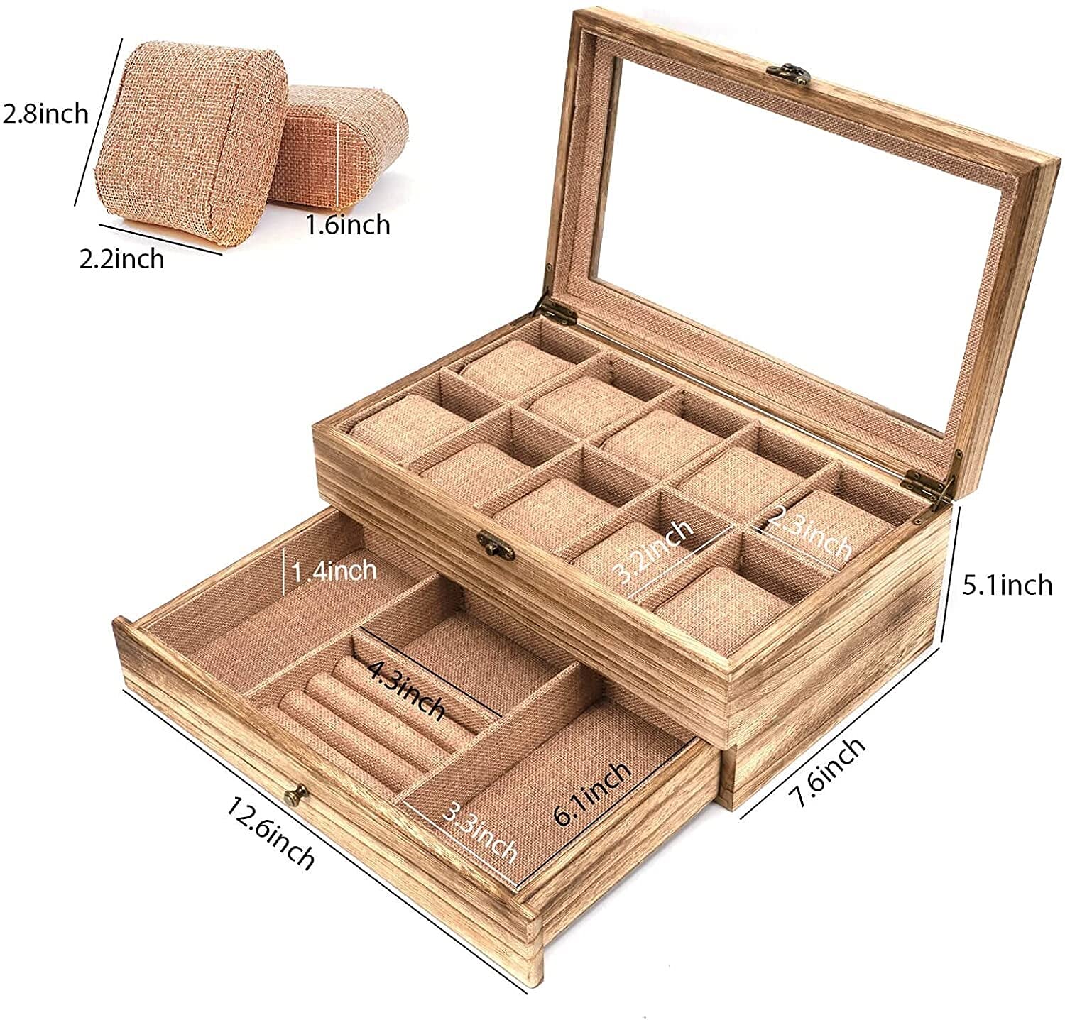 Boîte De Montre Pour Rangement De Montre Bijoux, Boîtier élégant 30 Emplacements De Montre Bac D'observation Boîte D'organisateur Empilable Bracelet Bracelet Via Bijouterie Porte-bijouterie Ecrin Pour