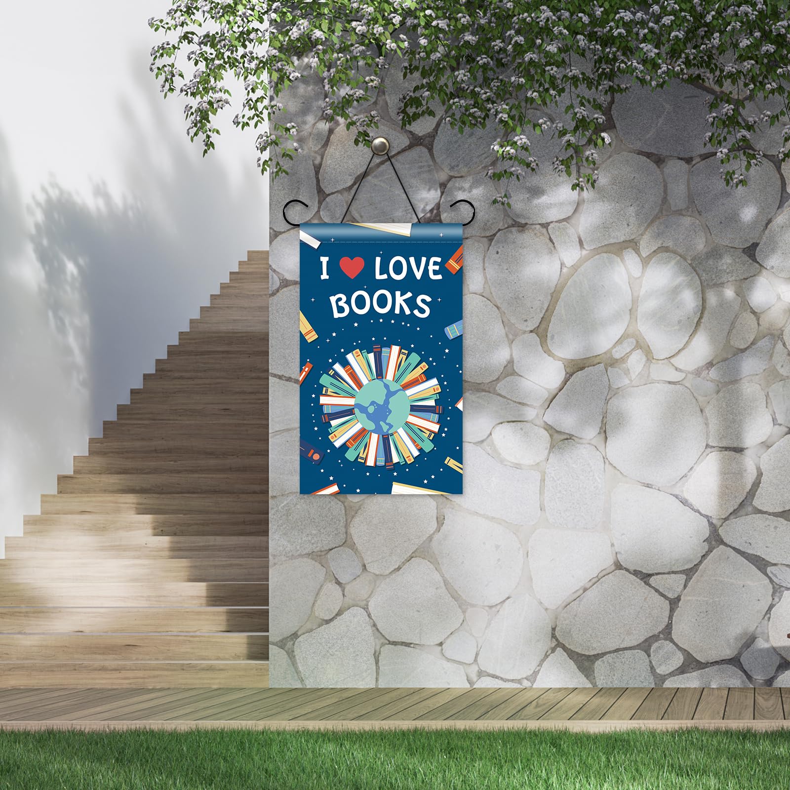 Tuinvlaggen 28x40 Dubbelzijdige Tuin Yard Vlag Boeken op de