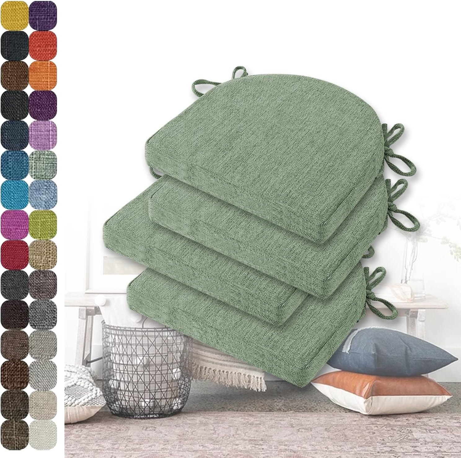 Kimgull U Shaped Chair Pads for Dining Chairs Set of 4, Non Slip Chair