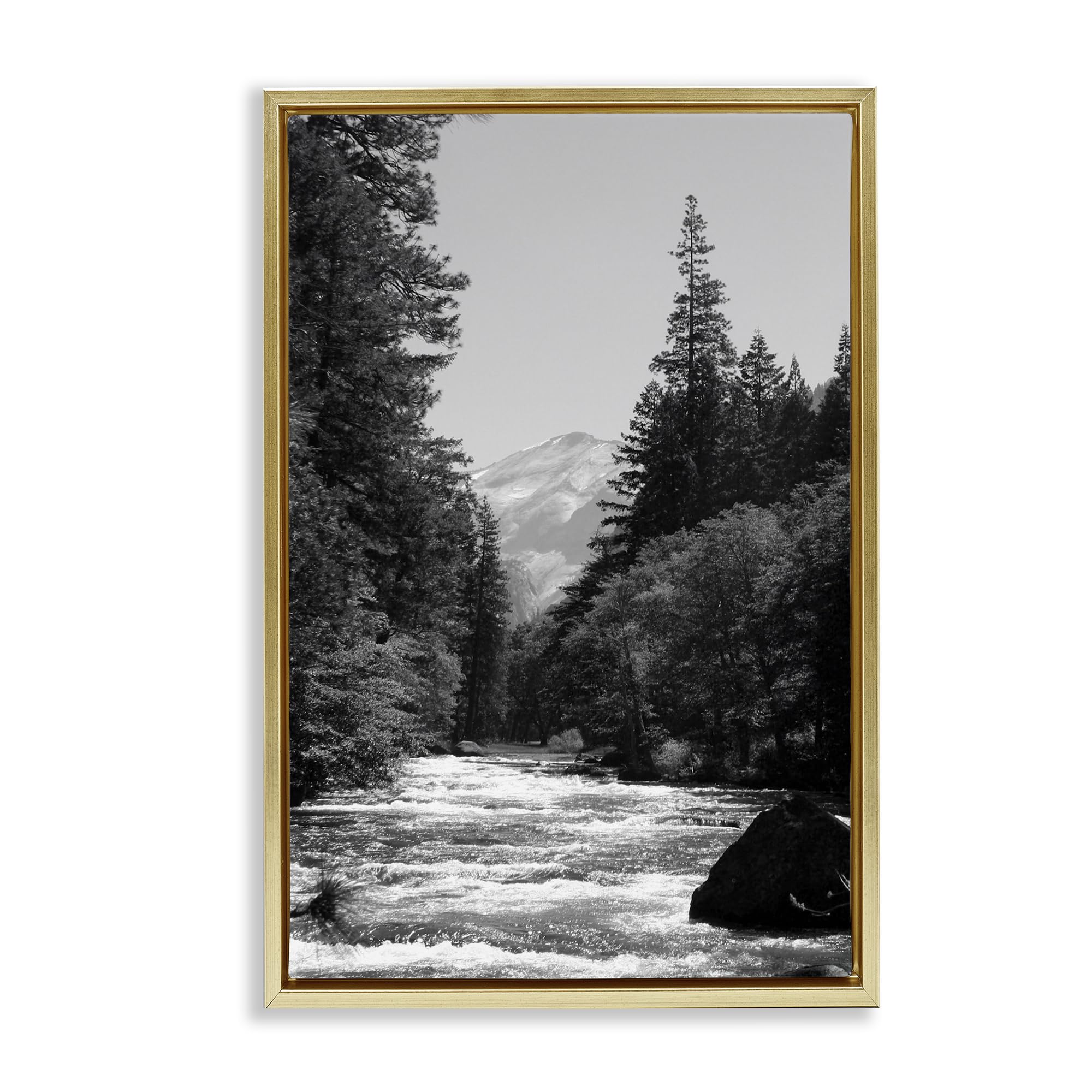 Stupell Industries Metallic Gold (Matte) Merced River Flow Landscape, 20 X 30 Inch Canvas In Floater Frame