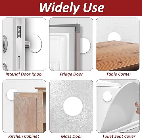 Miniatura 5 de Wideskall® Protector autoadhesivo para pomo de puerta redondo blanco (tamaño estándar de 3 pulgadas, 10.00 pulgadas, unidad)