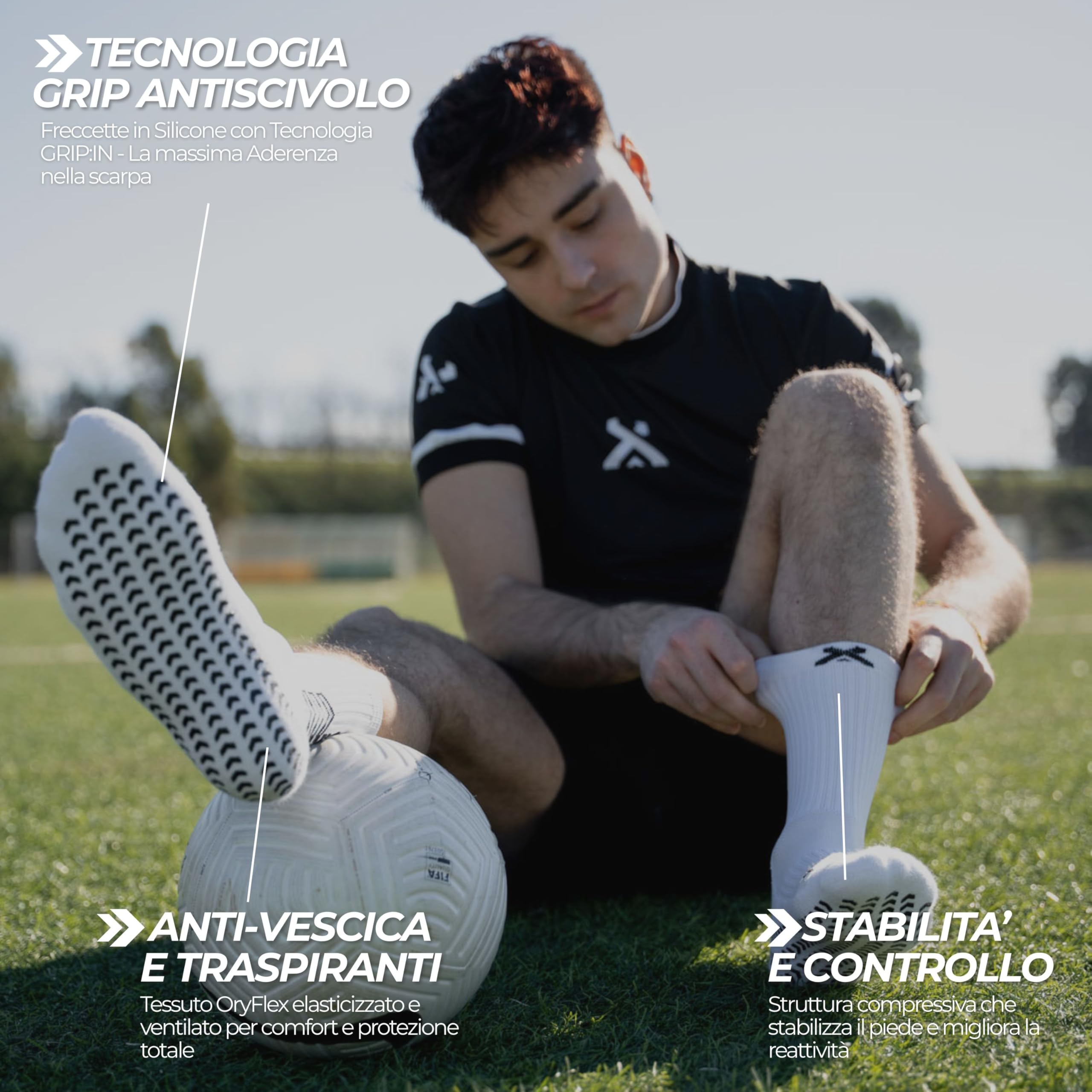 SOXPro Classic - Calcetines antideslizantes - Flechas GRIP de silicona - Antiblasuras - Transpirable - Estabilidad y Control