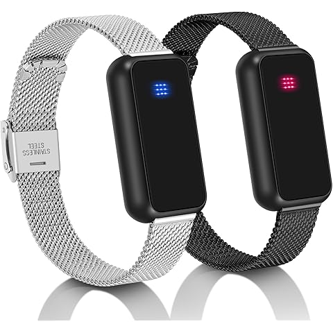 PULOMI Long Distance Touch Bracelets Set of 2 - Lovers Are Closer Than Ever, Remote Smart Connection Love Bracelet, Send SOS SMS,For Couples Lovers Family Friends, Relationship Couples Gifts Black