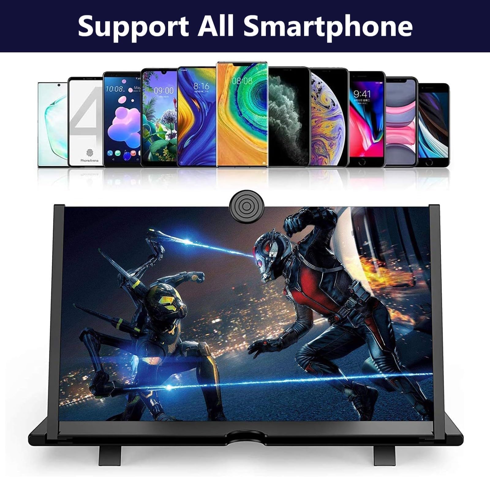 Agrandisseur d'écran, 20 Pouces Loupe Telephone Portable, 3D HD Pliable Amplificateur ecran Telephone Portable, Loupe ecran pour Regarder des vidéos sur Tous Les Smartphones