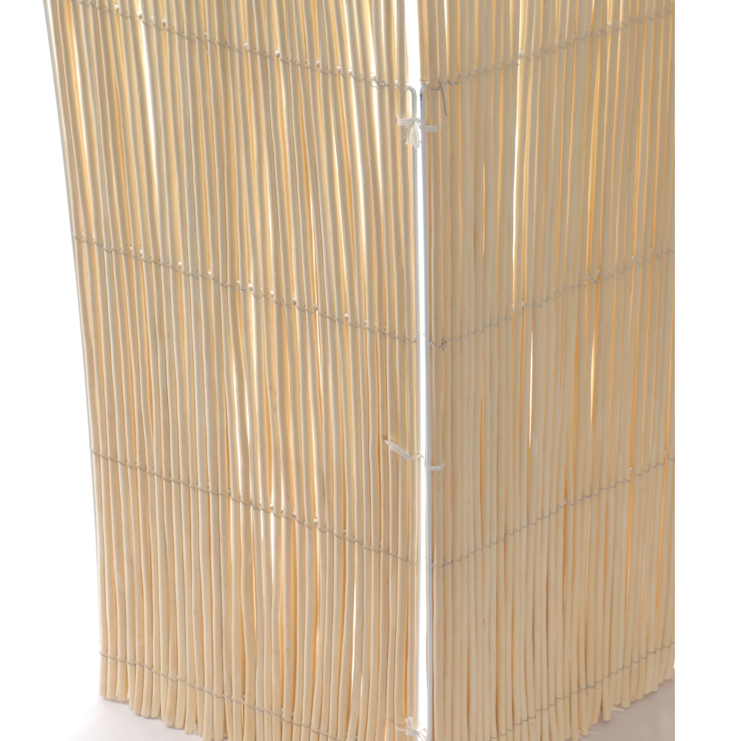 DESIGN DELIGHTS Séparateur de pièce Nature | 165x120cm(hxl), Blanchi | Paravent de Bien-être en Branches de Saule, cloison en 3 Parties/Pare-Vue en Bois de Saule
