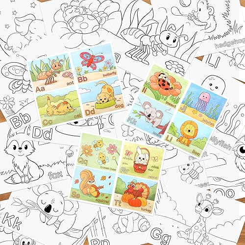 Miniatura 2 de Páginas para colorear de animales de 8 x 10 pulgadas para niños, hojas para colorear pequeñas del alfabeto de aprendizaje ABC a granel (26 hojas)