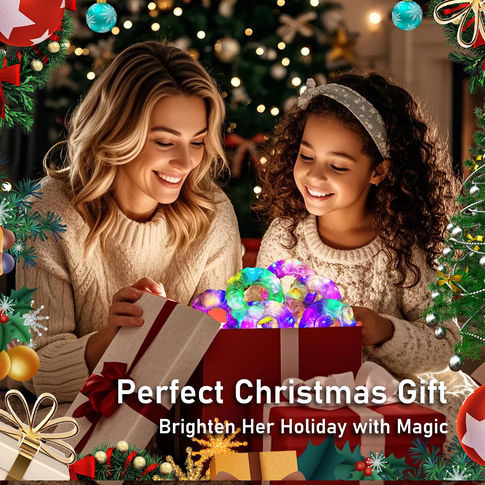 Amazon.com : 18 Pcs Light Up Mermaid Scrunchies, Glow Hair  display picture 2