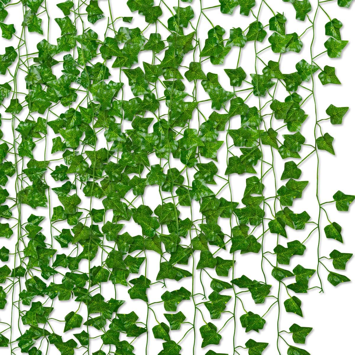 Quadow 84 Ft 12 Strands Artificial Ivy Garland Vine Fake Greenery Leaf Decor for Wall Party Wedding Room Home Garden Kitchen Wall Office Indoor & Outdoor