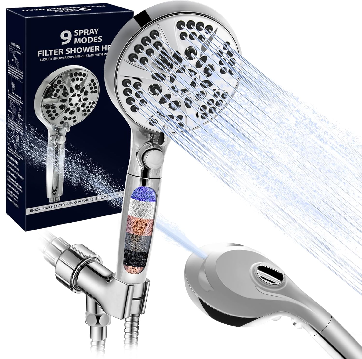MOSSNDAR Filtered Shower Head with Handheld,High Pressure 10 Modes