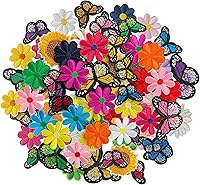 AXEN 42pcs Butterfly & Flower Iron-On Patches - Embroidered Appliques for Jackets, Jeans, Bags, Hats & Clothing