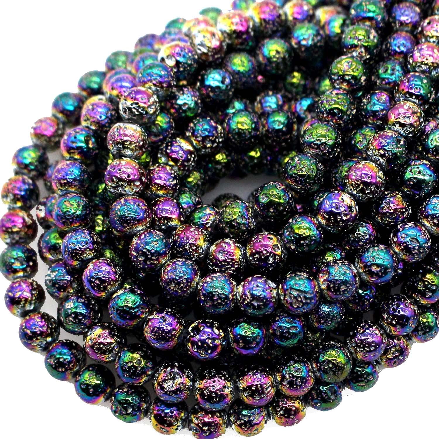 Oameusa 10mm Agate Beads Colorful Volcanic Stone Gemstone Round Loose Beads Agate Beads for Jewelry Making 1 Strand 15