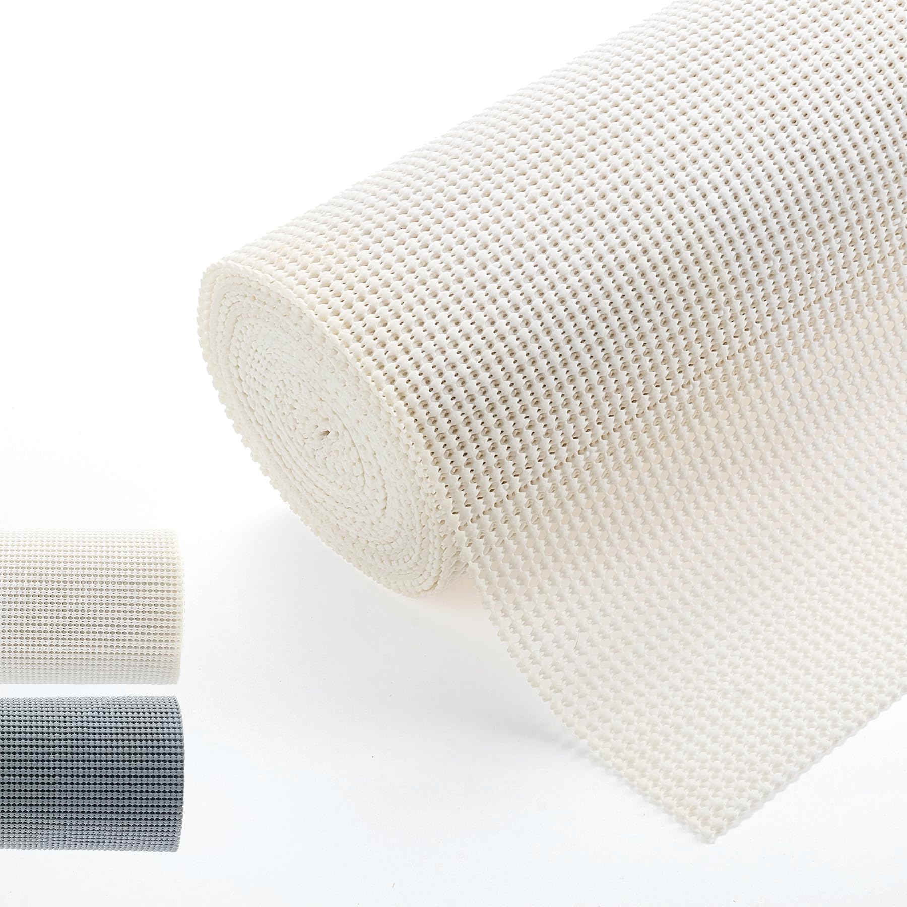 TJWODO Shelf Cabinet Liner,Drawer Liners Non Adhesive Easiest Install Mat, Strong Grip Bottom,Easy Clean Non Slip Shelving Liner for Kitchen Cabinets (White, 17.5IN X30FT)