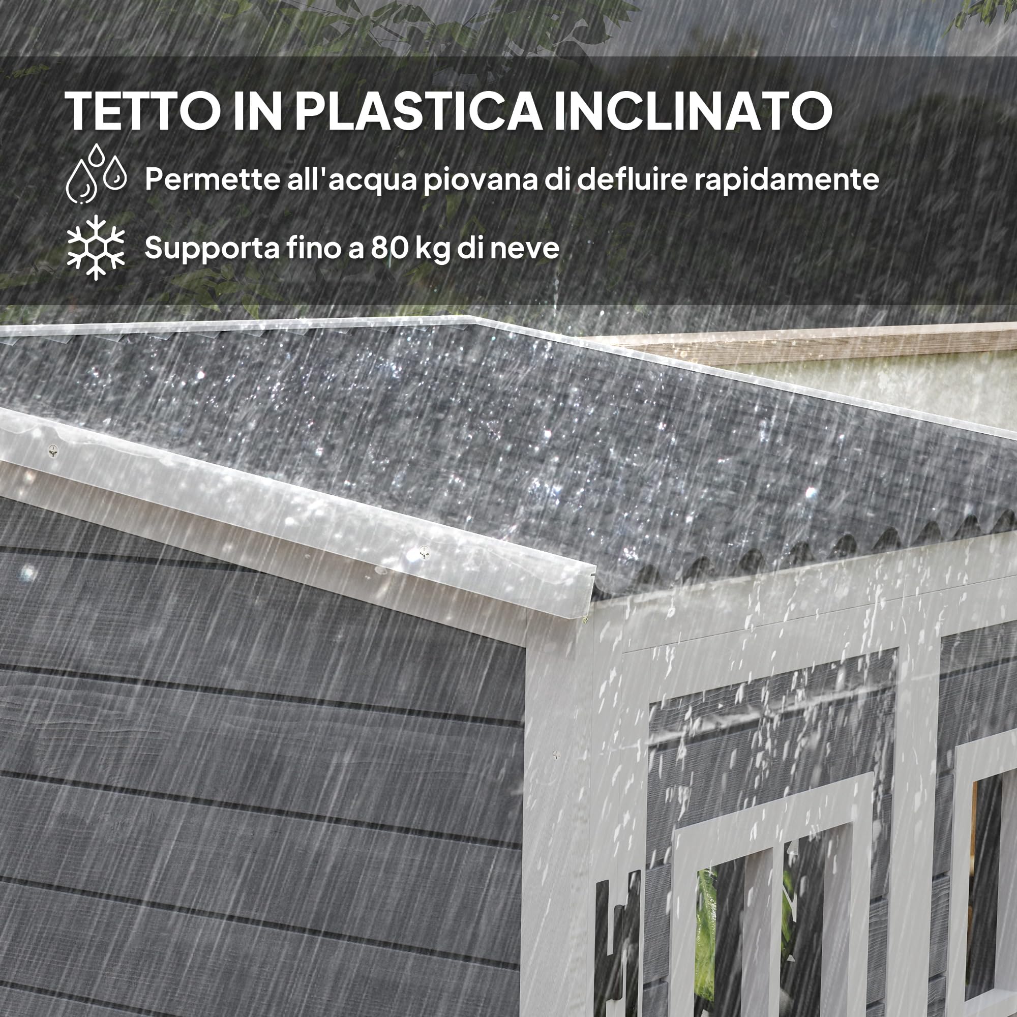 Outsunny Capanno Porta Attrezzi da Giardino in Legno di Abete con 2 Finestre e Ripiani Regolabili, Casetta Attrezzi Giardino Bloccabile, Tetto Spiovente per Patio Terrazza, 91x69x192cm, Grigio Chiaro