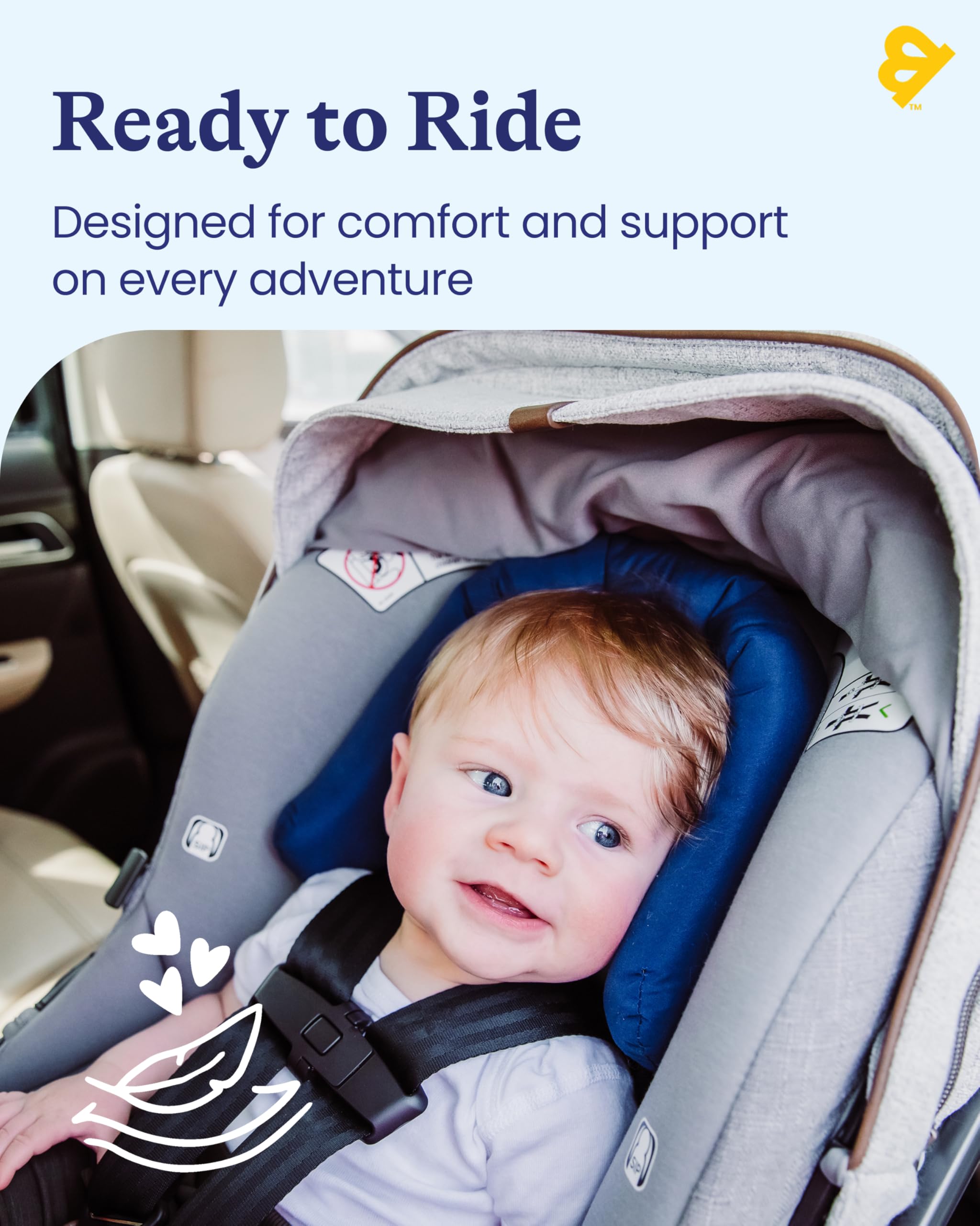Travel Bug Soporte para la cabeza 2 en 1 para bebés y niños pequeños, soporte para la cabeza para asientos de coche, cochecitos y rebotadores, color azul