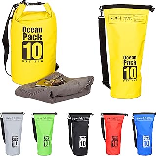 Relaxdays Zaino Impermeabile Ocean Pack 10 L Borsa Stagna Dry Bag Sacca Ultraleggera per Kajak Vela Sci Vari Colori