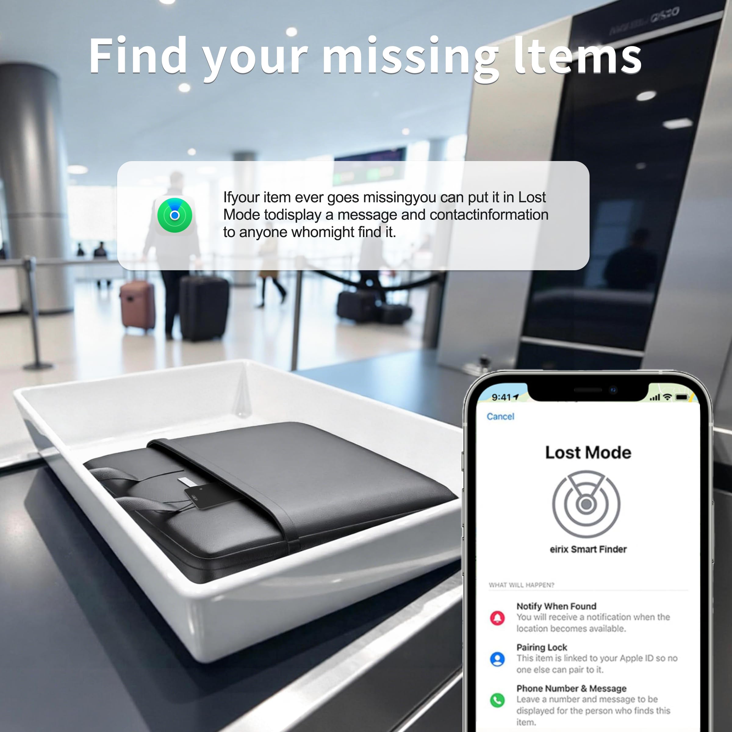 OTIC Custodia per portafoglio, ultra-sottile da 1,7 mm, ricaricabile, funziona con Apple Find My (solo iOS), localizzatore di oggetti per etichette bagagli, passaporti, telefono, impermeabile IP67