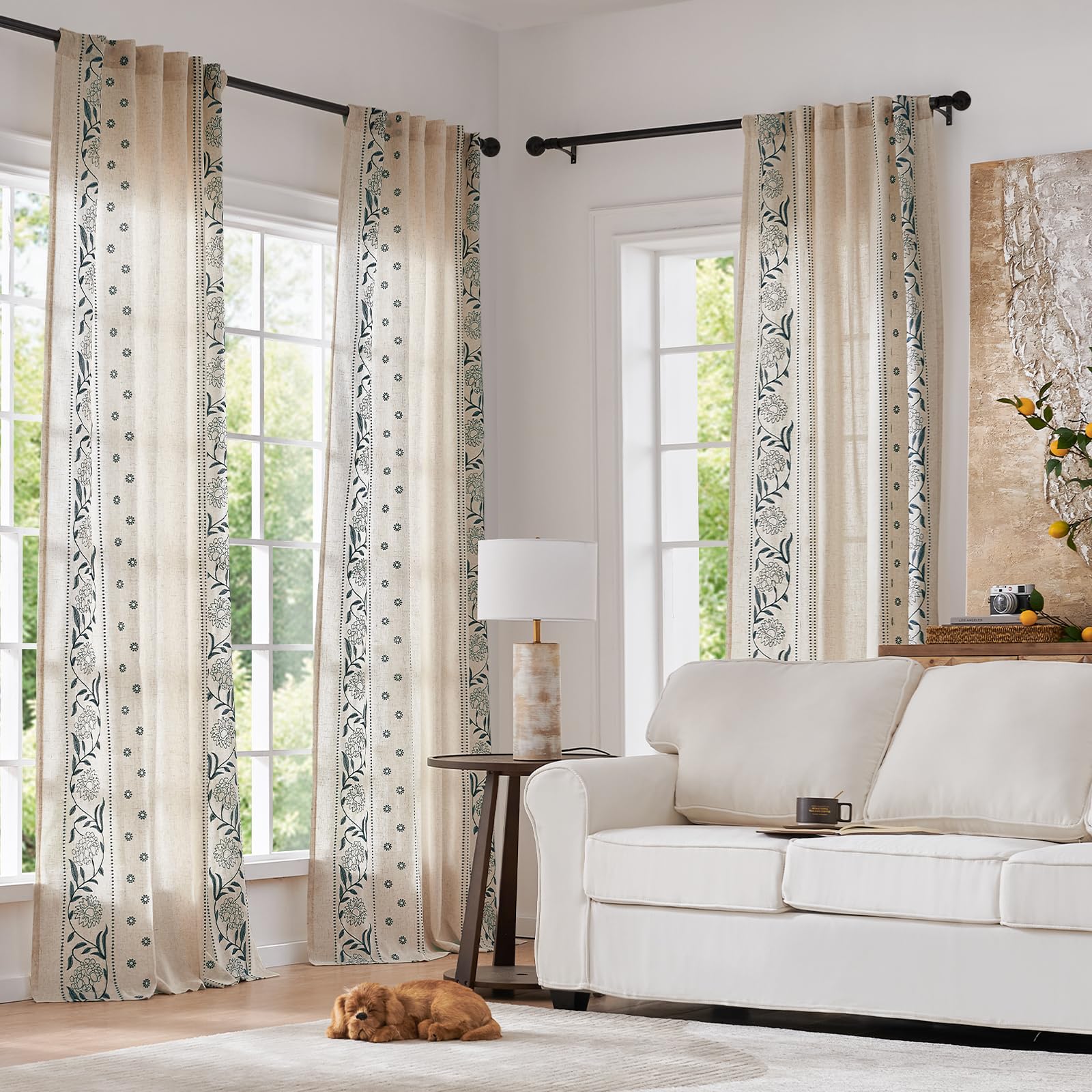 Amazon.com: jinchan Winslow Linen Curtains for Bedroom 84 Inches