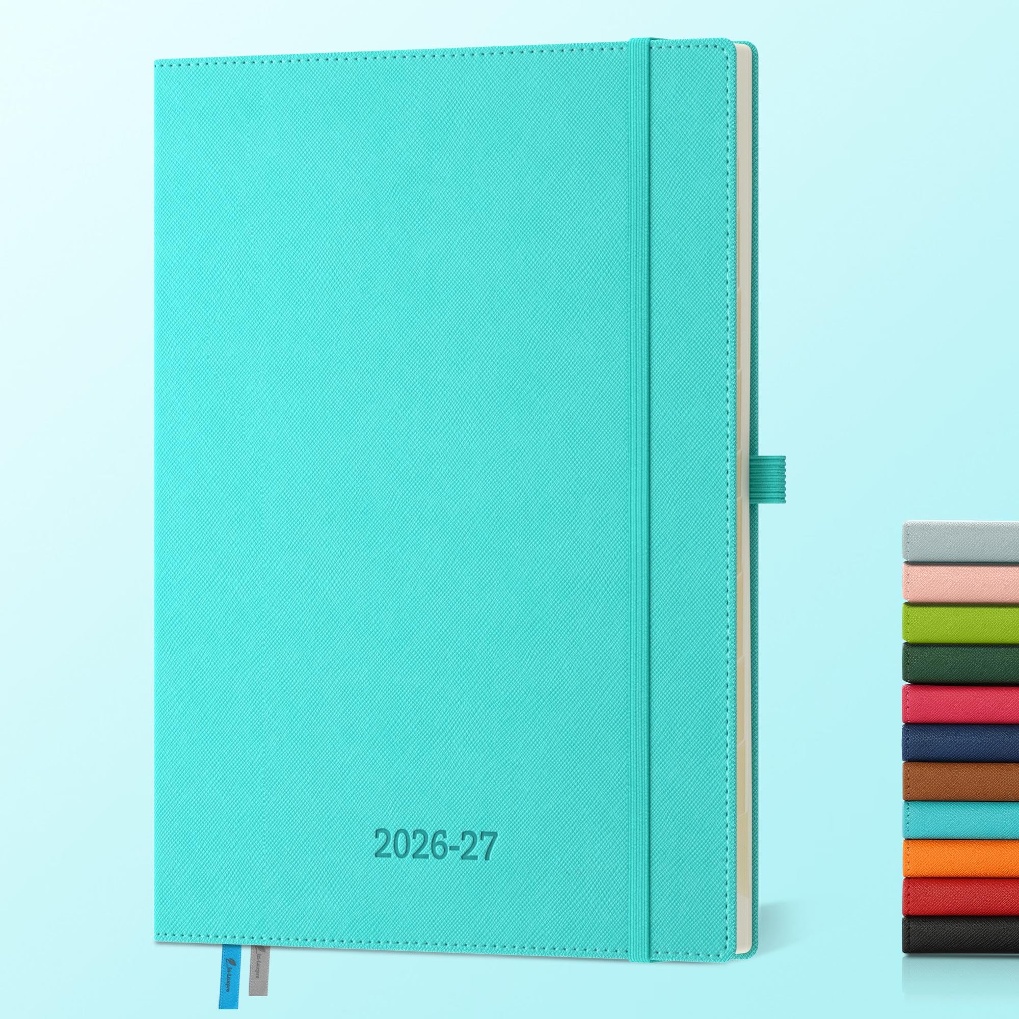 IN-LUXPRO Academic Diary 2026-2027: A4 Week to View (29x21.5 cm) 18 Months(Jul'26 - Dec'27) Weekly & Monthly Planner with Month Tabs & Inner Pocket, Expenses/Note Pages, PU Leather Light Blue