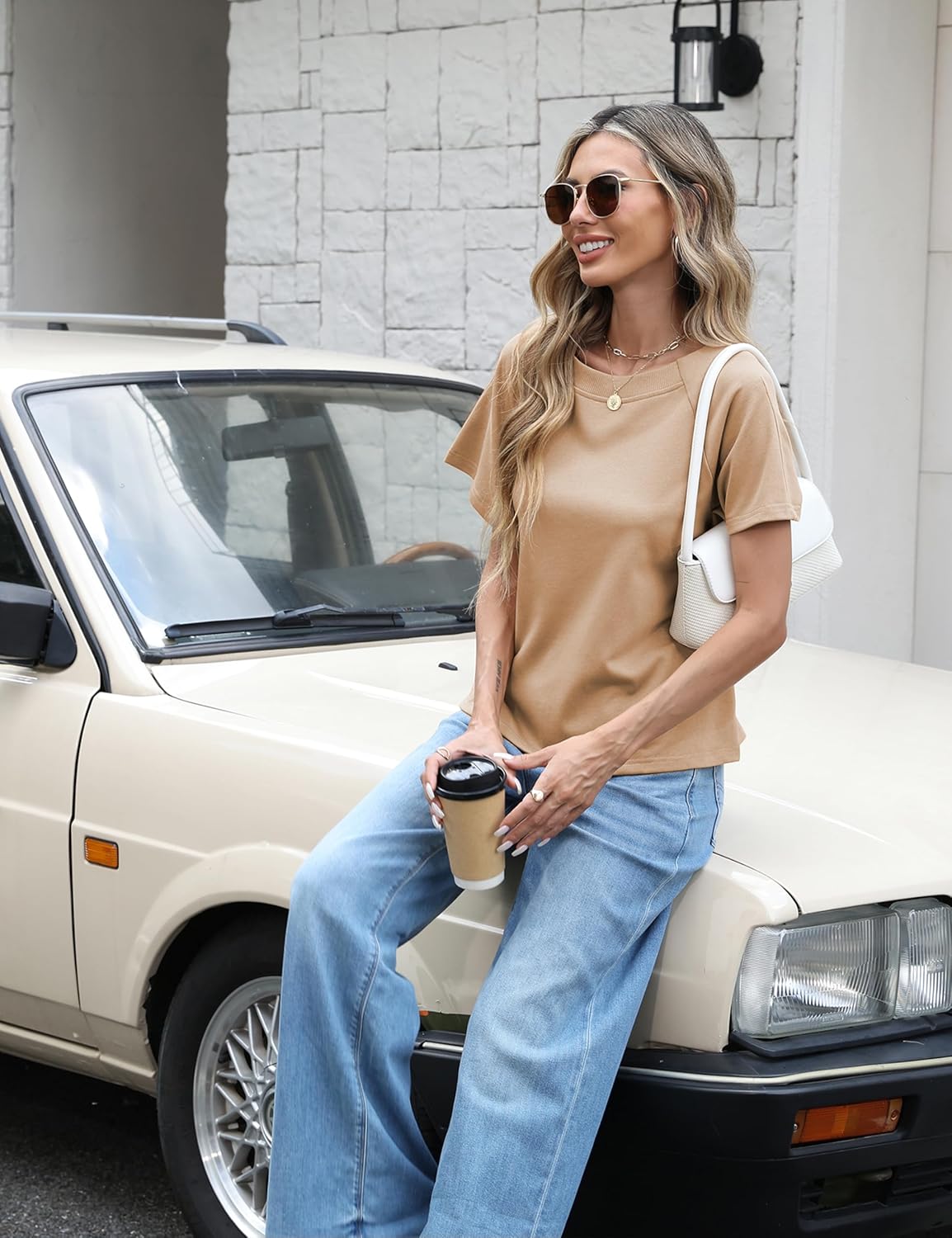 Zhiyouni Women's Summer Short Sleeves Tee T Shirt Crewneck Tie Knot Tops Sweatshirt - Image 4