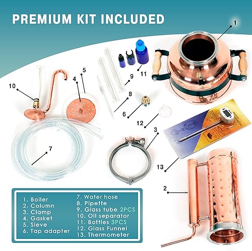 Miniatura 4 de Destilador de aceites esenciales 1,9 gales7 L Kit premium  para la fabricación y extracción de aceite de destilación al vapor, equipo de destilación