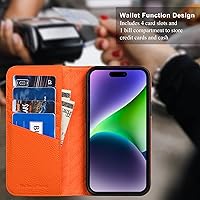 Vista 6 de VISOUL Pebbled - Funda de piel auténtica para iPhone 15 Pro Max con soporte para tarjetas, funda magnética con función atril para iPhone 15 Pro Max