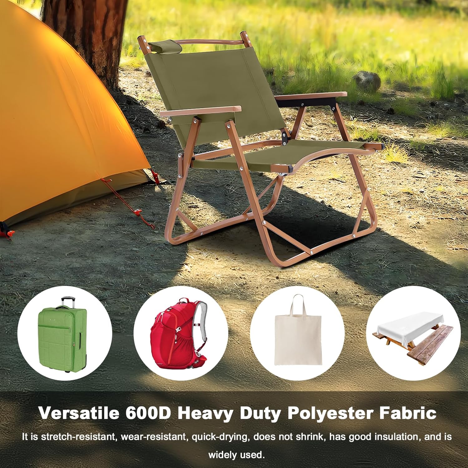 Canvas Fabric by The Yard, 58inch 600D Waterpoof Upholstery Material Polyester Fabric Outdoor Water Resistant Fabric for Sewing Chair Patio Cushion Purse Bag Interior, 3 Yard Olive Green