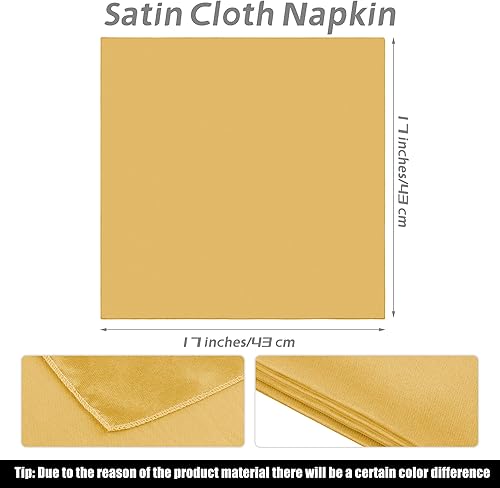 Miniatura 9 de MCEAST Juego de 8 servilletas de tela de satén y servilleteros, servilletas de tela suave y servilleteros para bodas, cenas de cumpleaños, reuniones