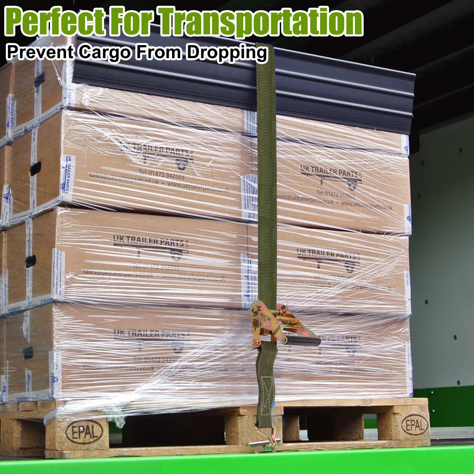 Paquete de 4 correas de amarre de trinquete de 38 mm x 5 m con gancho, correas de amarre resistentes de 800 kg con hebilla ajustable, correas de carga, correas de tensión para equipaje,