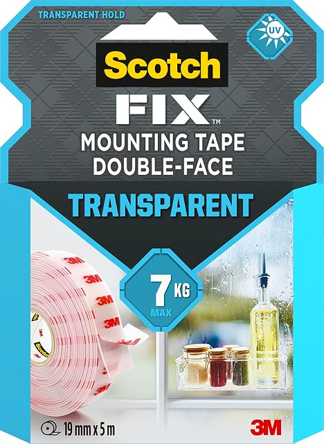 Scotch-Fix Transparent Mounting Tape 4910C-1950-P, 19mm x 5m, 1 roll/pack (Packaging May Vary)