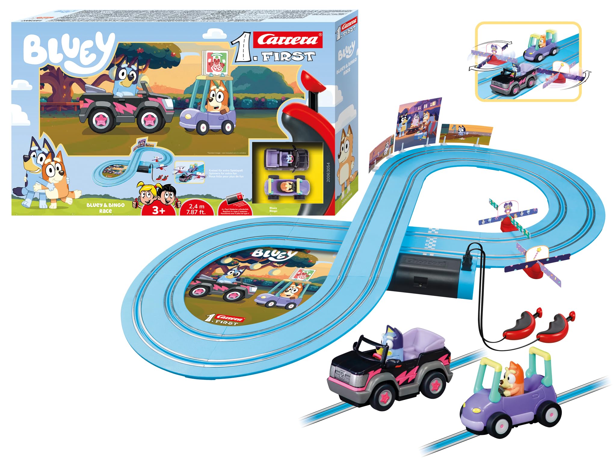 Carrera First Bluey vs Bingo On The Track Race Car Set