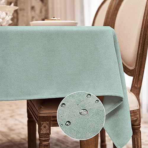 Miniatura 8 de BALCONY & FALCON Mantel rectangular impermeable, lino mullido y satén de doble cara, mantel utilizable para comedor, cocina, cafetería, fiestas y