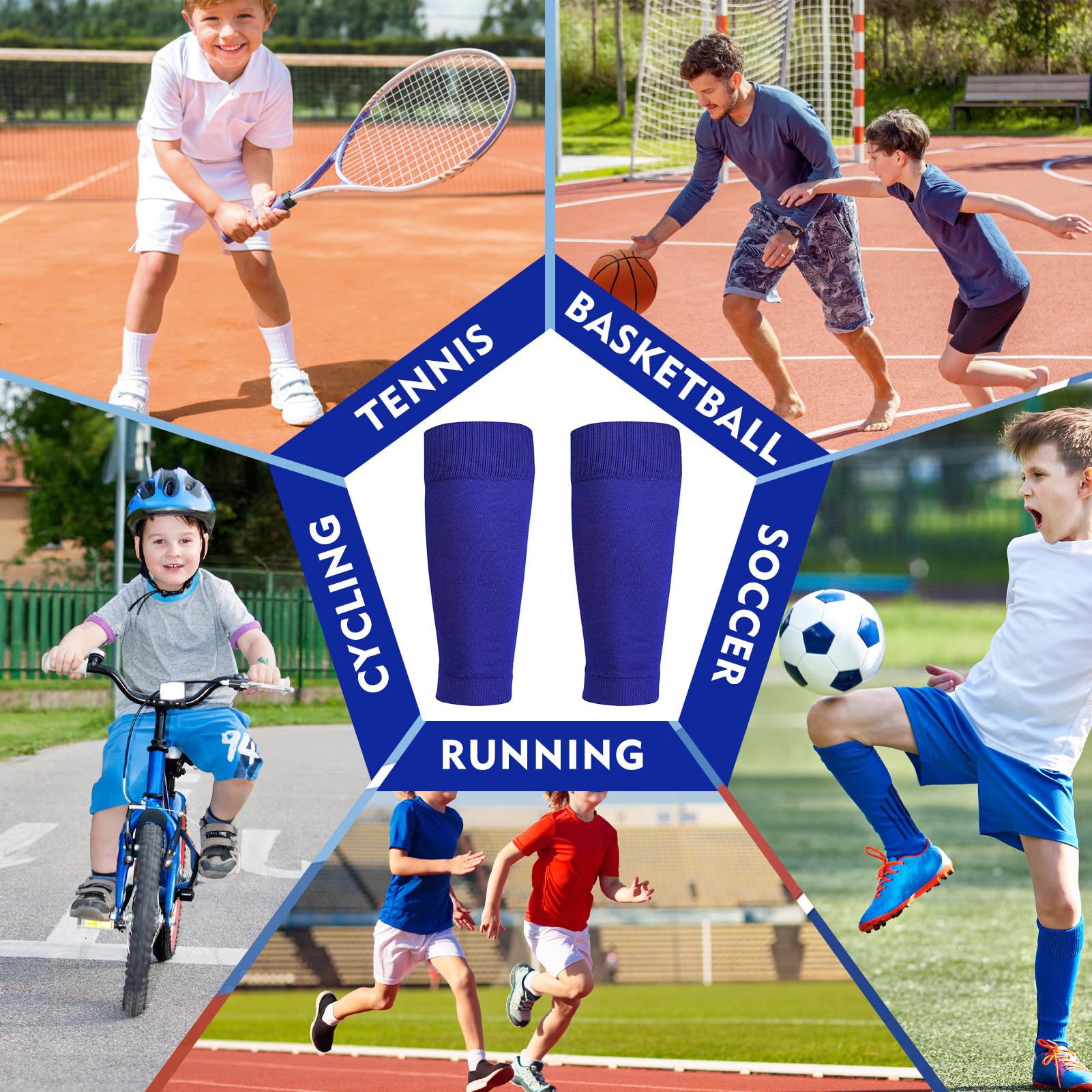 Set Calzettoni E Parastinchi Da Calcio Per Bambini 6-13 Anni – Protezione Regolabile, Imbottitura EVA, Traspirante, Nero - 3