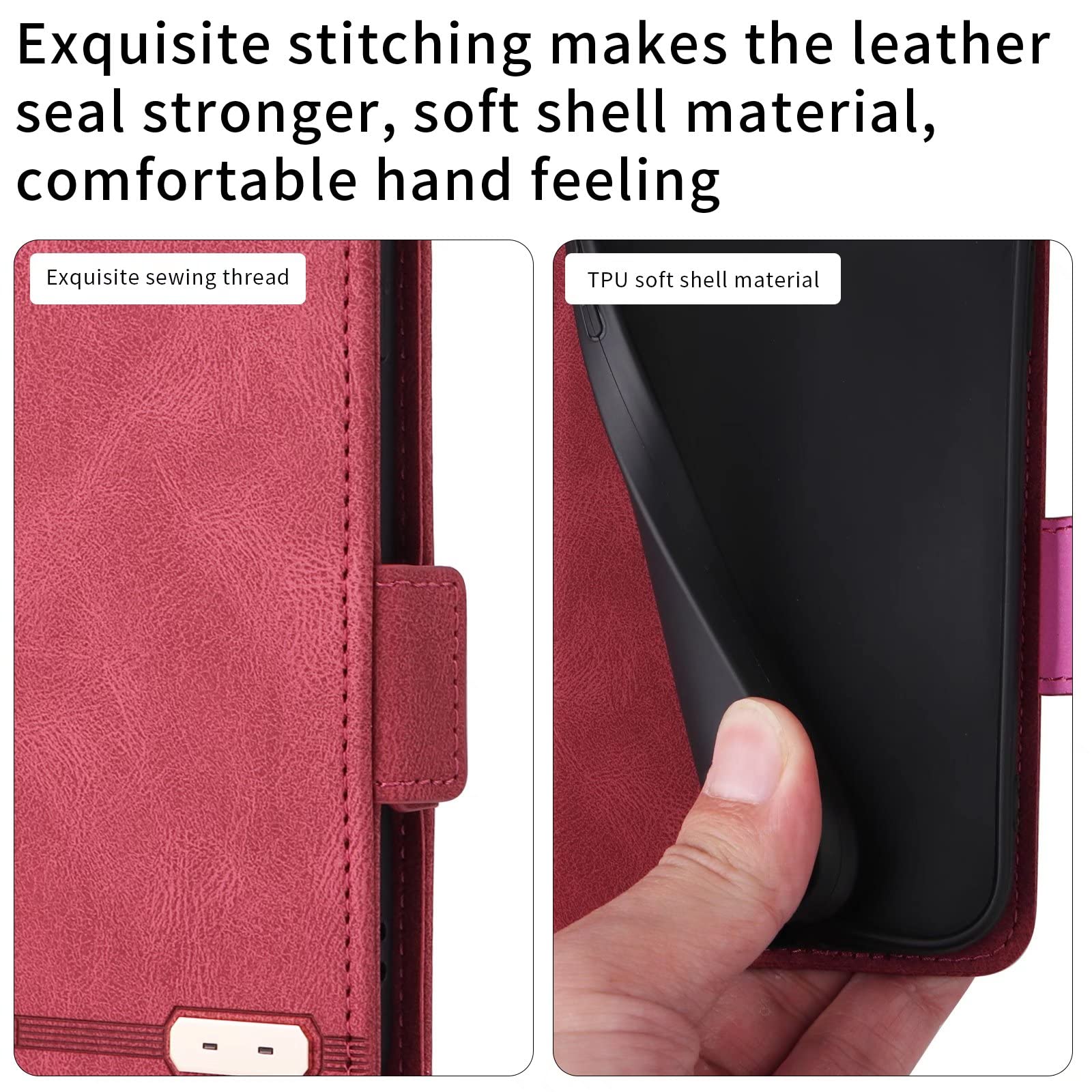 KANVOOS Leder Flip Case Für Nothing Phone (1) – Mit Kartenfach, Magnetverschluss & Standfunktion, Rot