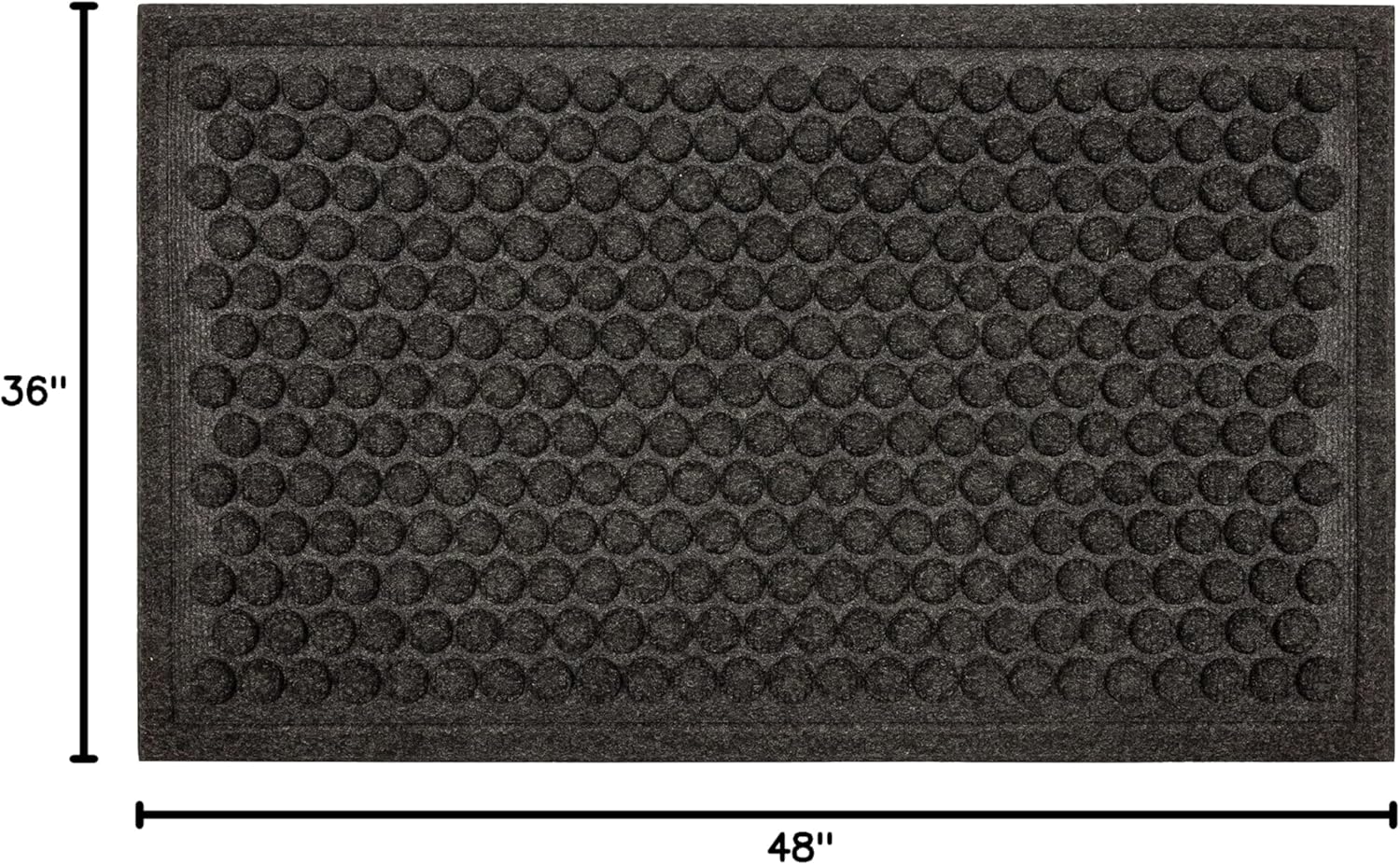 Mohawk Home Entryway Door Mat 3' x 4' All Weather Doormat Outdoor Non Slip Recycled Rubber, Dark Grey Circles