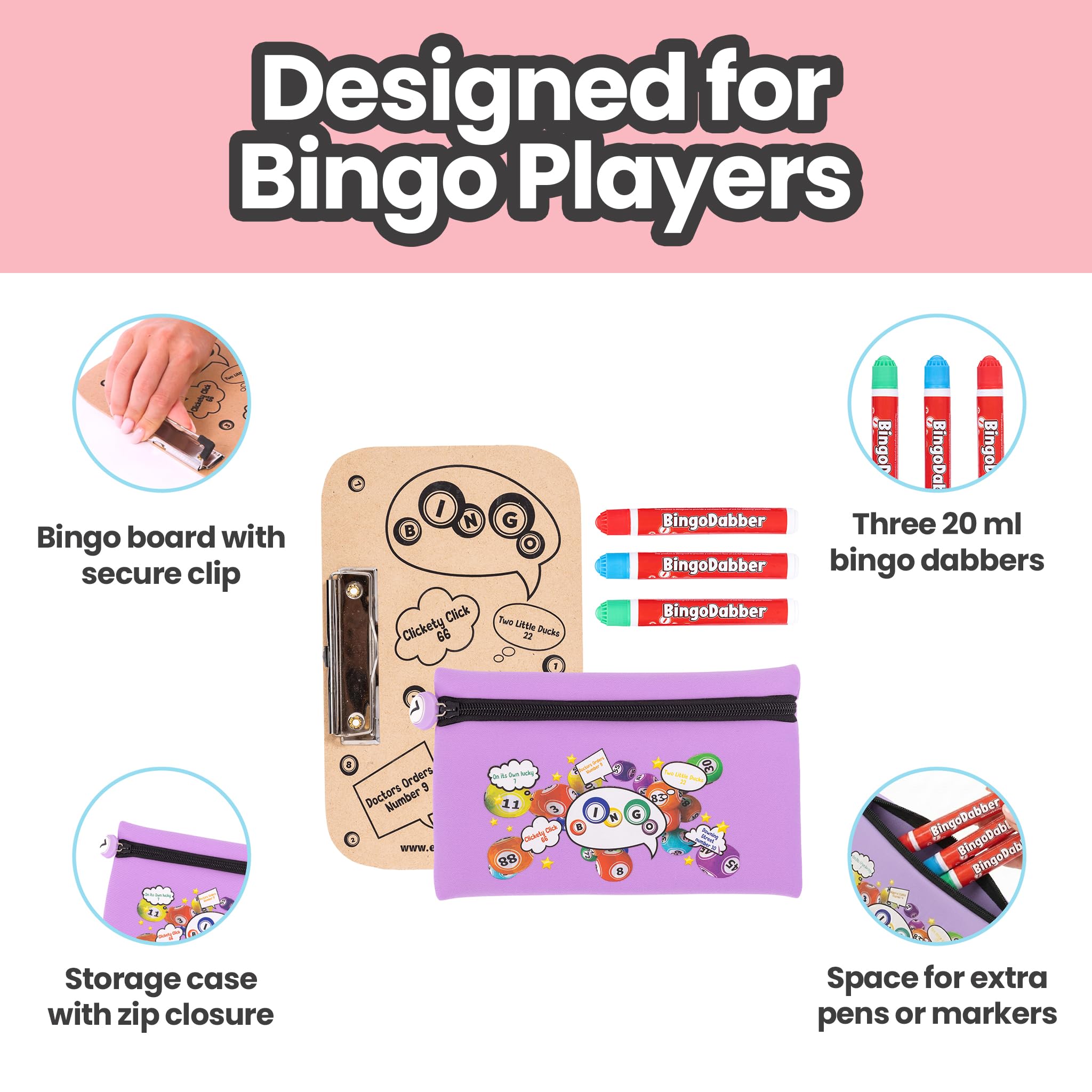 evelay Bingo Dabber Case Holder Gift Set, Purple, 21.5cm x 14cm - Image 4