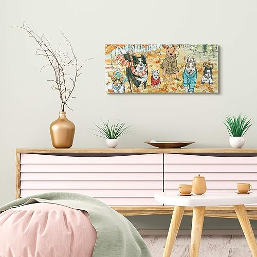 Miniatura 2 de Stupell Industries Sherri Buck Baldwin - Lienzo decorativo para pared, diseño de animales del parque de perros otoñales, hojas de otoño, 13 x 30