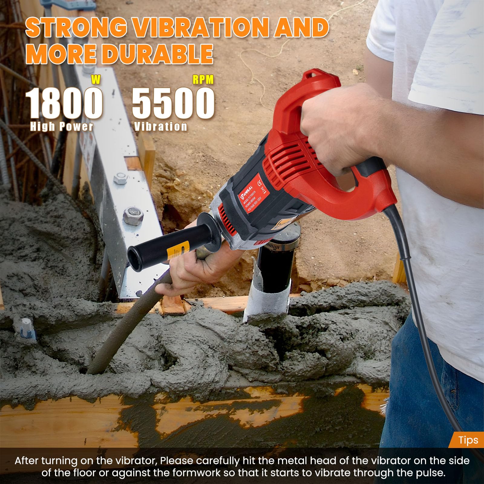 Snapklik.com : 1800W Concrete Vibrator 110V, 2M Handheld Electric ...