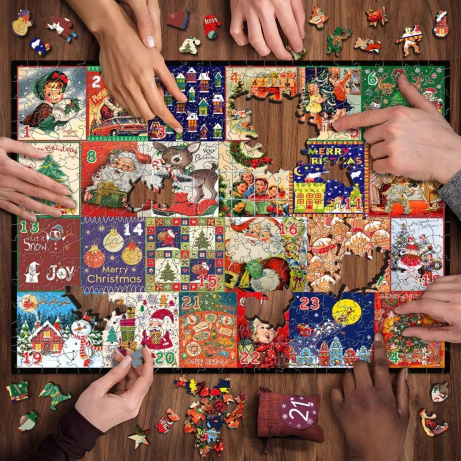 Puzzle dell'Avvento di Natale 1000 pezzi Conto alla rovescia di Natale Calendario dell'Avvento Puzzle 2024 Puzzle delle vacanze Divertimento squiso  15