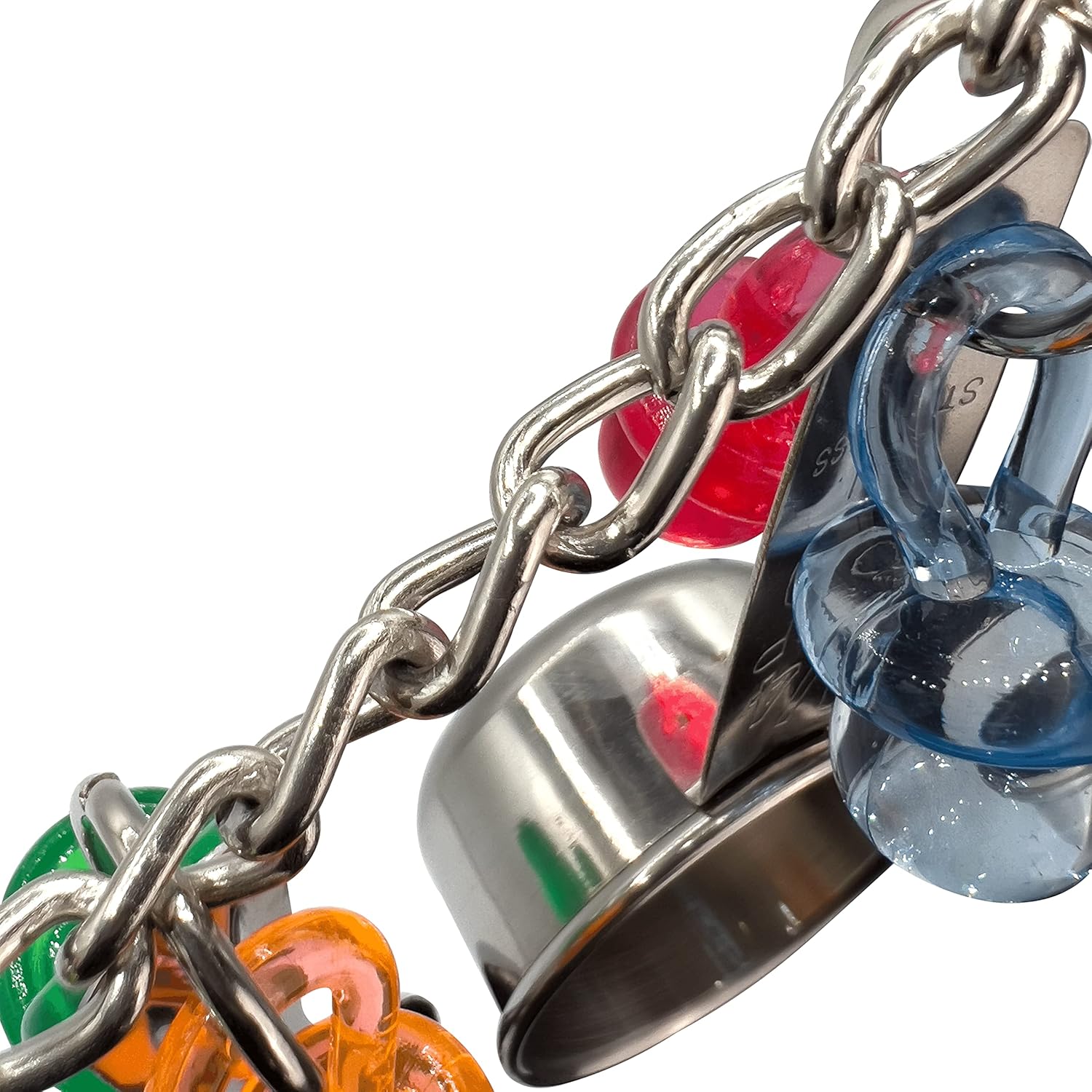 1014 Super Rattle Ringer - Handcrafted Versatile Avairy Hanging Toy, Stainless Steel Spoons and Pots, Beautiful Acrylic Pacifiers, Perfect for African Grey Cockatoo Amazon