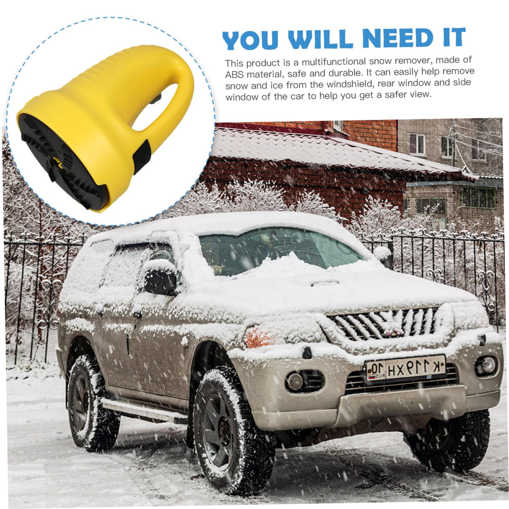 Grattoir à Glace pour Voiture, Pelle à Neige pour Pare-Brise, Outil Multifonction en Abs, Portable, pour Déneigement et Dégivrage
