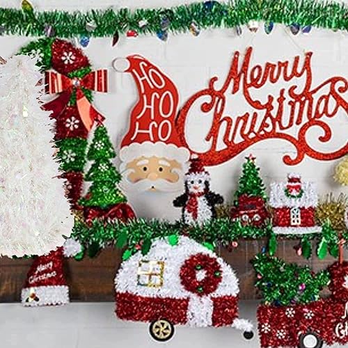 Miniatura 5 de Generic Árbol de oropel blanco iridiscente de Navidad, 10 pulgadas, material de PVC
