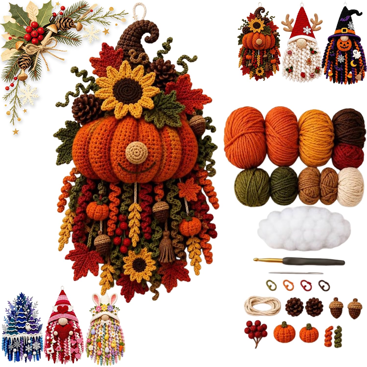 2027 New DIY Seasonal 3D Crochet Door Hanger Kit Collection，Style-B
