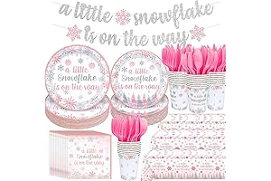 198Pcs Pink A Little Snowflake is On The Way Baby Shower Little...