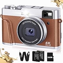 Digital Camera Upgraded 4K Digital Camera with SD Card Autofocus, 48MP Digital Camera with Flash Viewfinder & Dial, Vlogging Camera for Photography