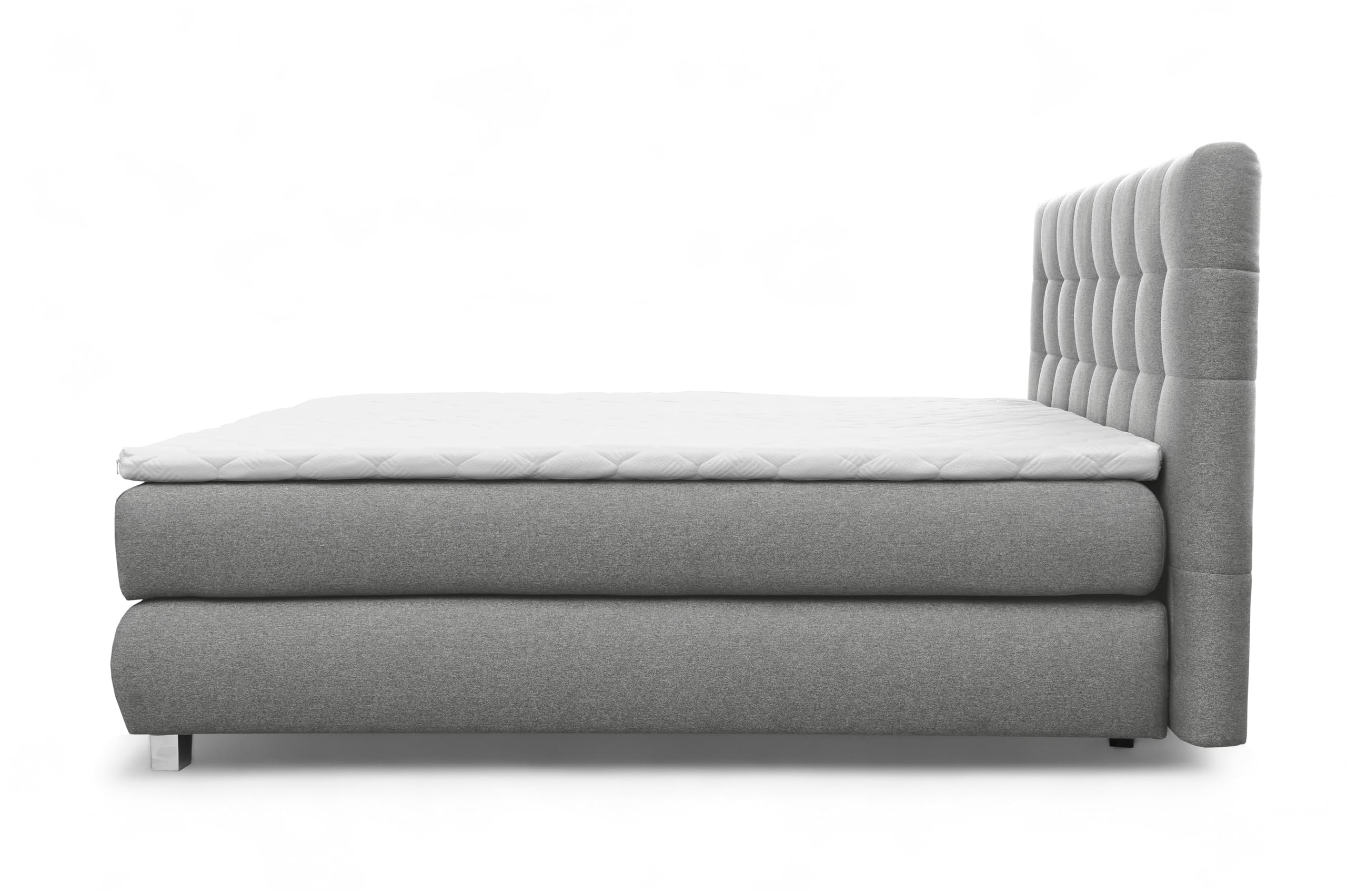 FURNISTAR Echtes Boxspringbett Blake mit Pocketmatratze und Bonellmatratze Familienbett mit Topper und Taschenmatratze Bett mit 2 Matratzen Polsterbett Schlafzimmer (180x200, Grau)