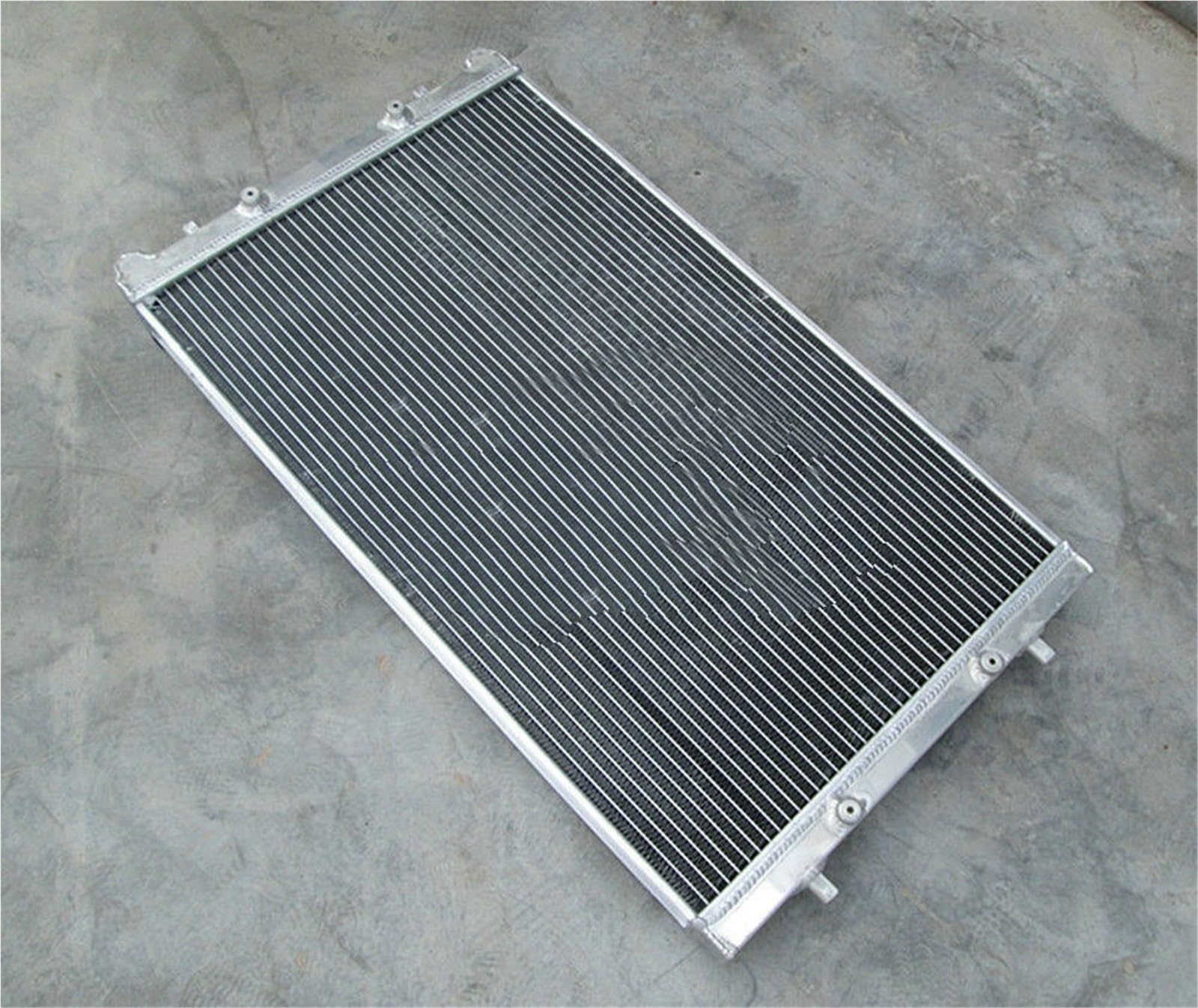 Radiatora Steam Deck Chłodnica aluminiowa do VW GOLF GTI/BORA MK4 IV, pasuje do AUDI A3/TT, pasuje do SEAT LEON/TOLEDO, 1.8T + wentylator Aluminiowy radiator(Dark Grey)