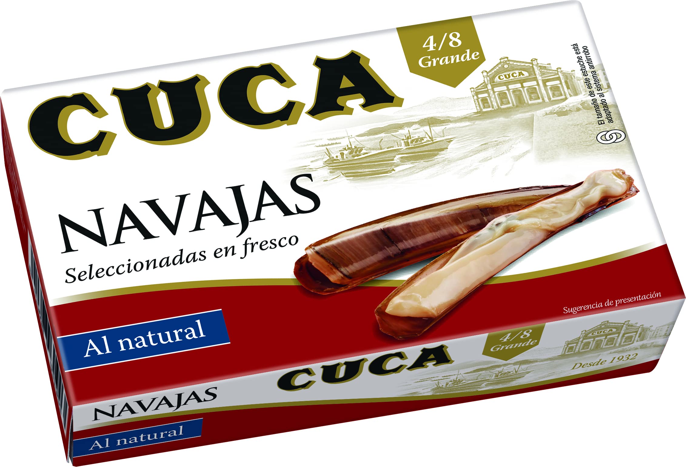 Navajas Cuca al natural 4/8 piezas grande pack 5 latas 120gr