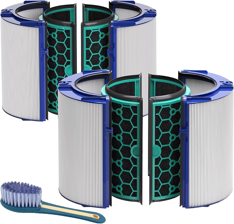 2 Pack TP04 HP04 Filter Replacement Compatible with Dyson TP04 HP04 DP04 TP05 DP05 Air Purifier, 360° Combi Glass Filter & Activated Carbon Filter