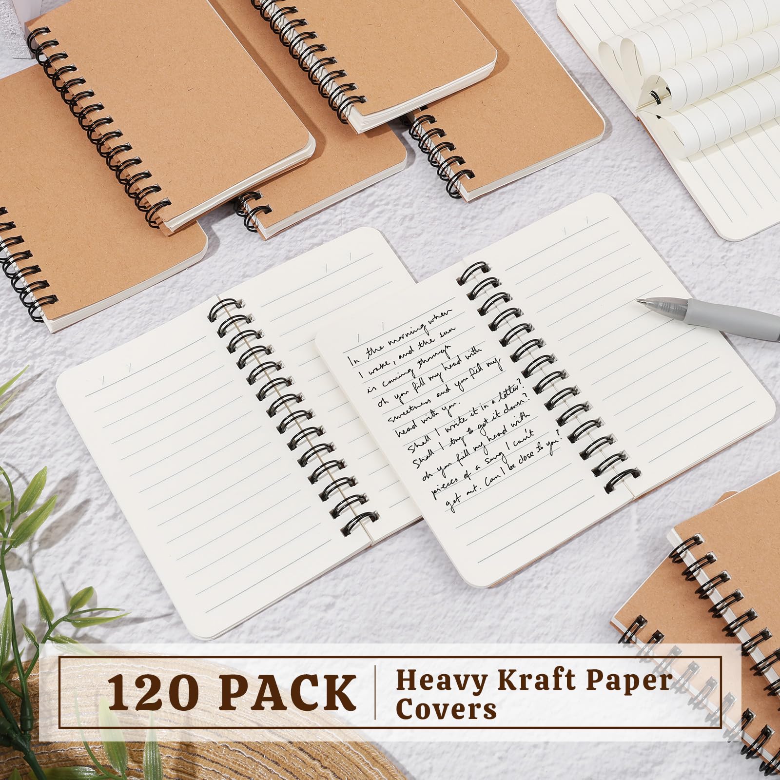 miikoul Quaderno a spirale formato A6, 7,6 x 12,7 cm, 60 fogli/120 pagine, copertina rigida a righe, per ufficio e rientro a scuola (120)