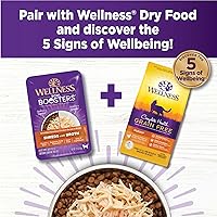 Vista 8 de Wellness Bowl Boosters Shreds with Broth Wet Cat Food Topper, sin granos, natural, receta de pollo, 1.75 onzas, paquete de 12 bolsas